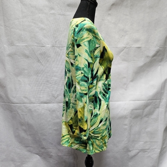 Anne Klein Sport V-neck Pull Over Green Yellow Top 95% Cotton 5% Elastane Size S - Picture 2 of 7